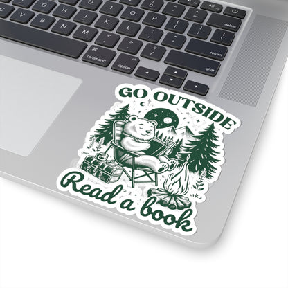 Go Outside, Read a Book Bear Sticker