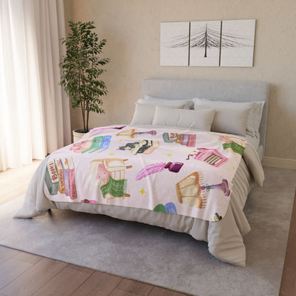 Cozy Reader Sherpa Fleece Blanket-Pink