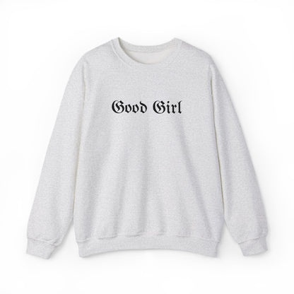Good Girl Embroidered Crewneck Sweatshirt-Black Font