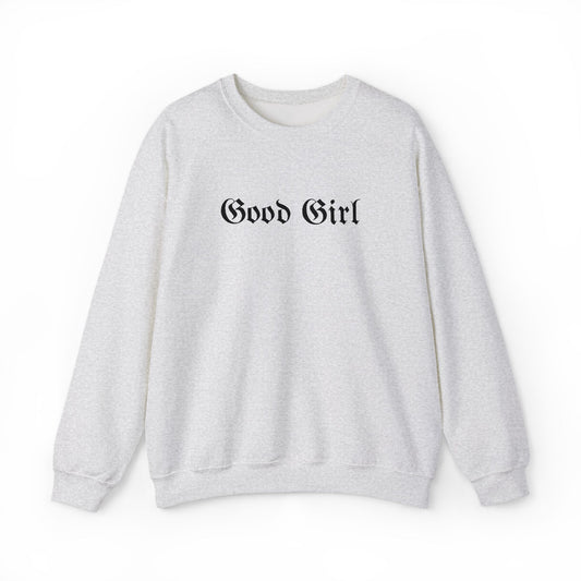 Good Girl Embroidered Crewneck Sweatshirt-Black Font