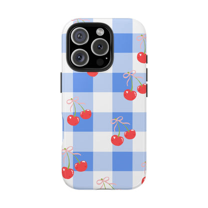 Blue Checkered Cherry Phone Case
