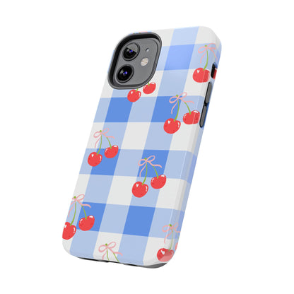 Blue Checkered Cherry Phone Case