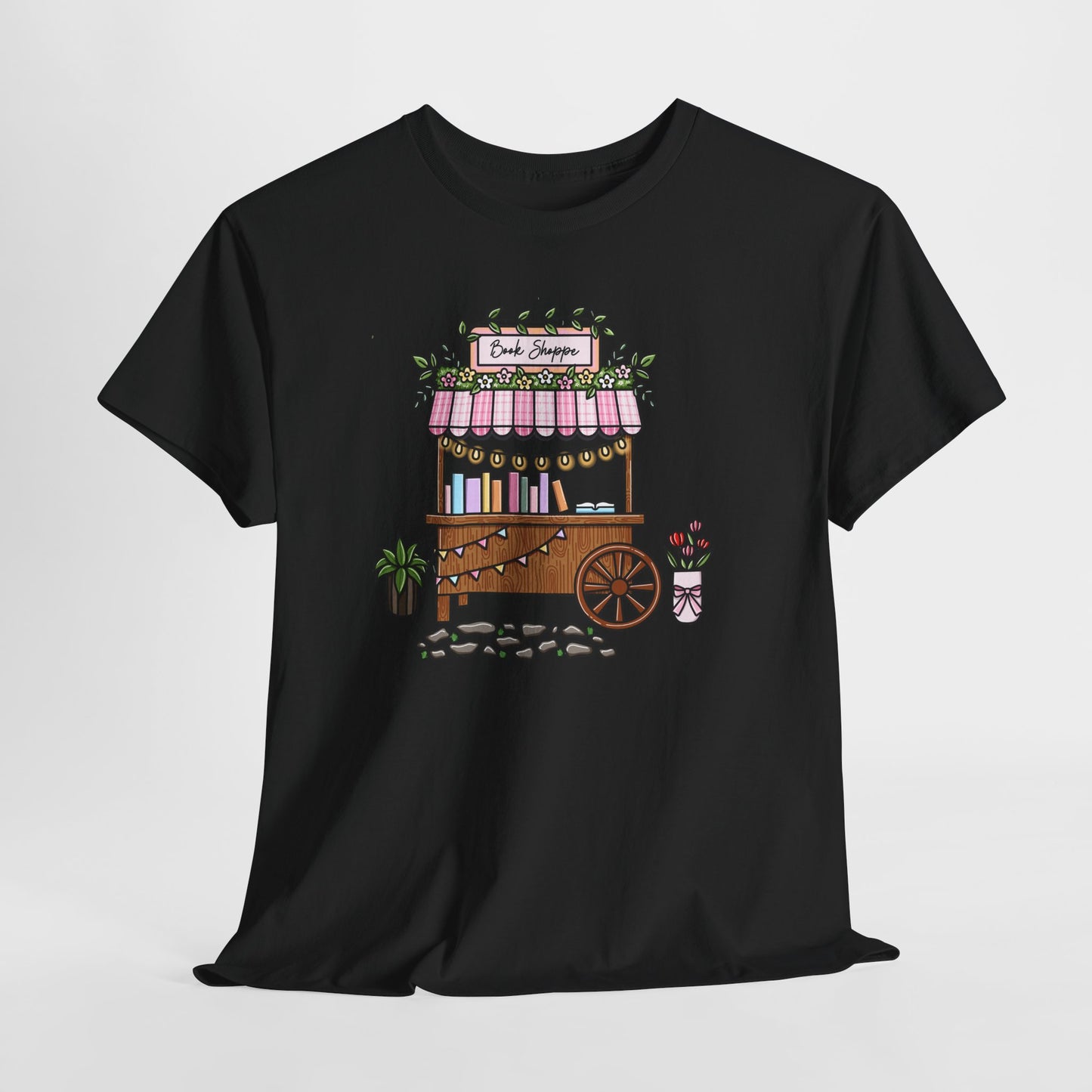 Pastel Book Shoppe Tee — Cute Floral Market Vendor Graphic T-Shirt