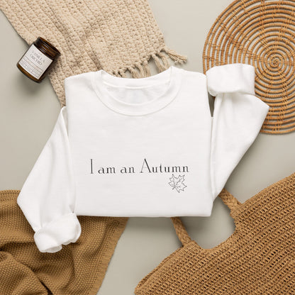 I Am an Autumn Embroidered Crewneck Sweatshirt Black🍂