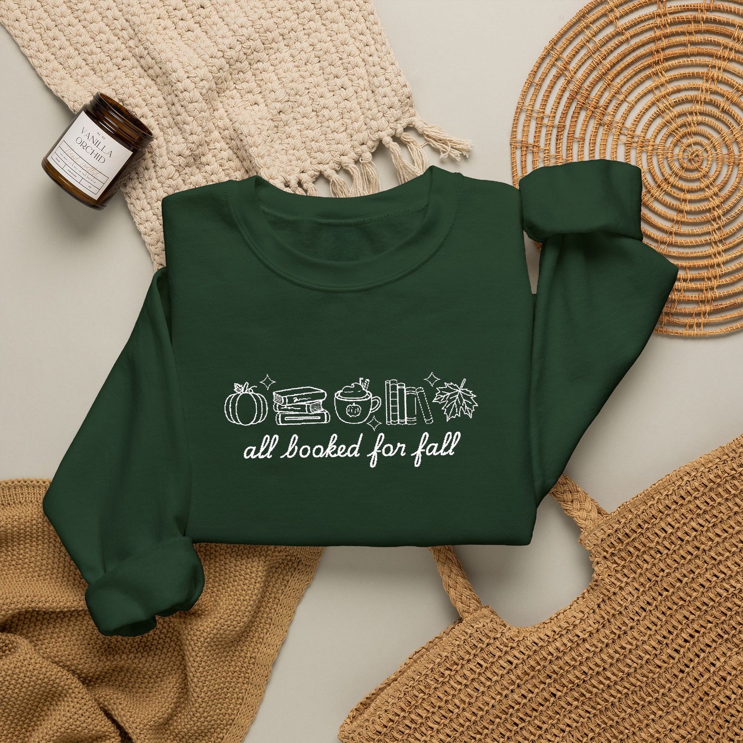 All Booked for Fall Embroidered Crewneck 🍂📚