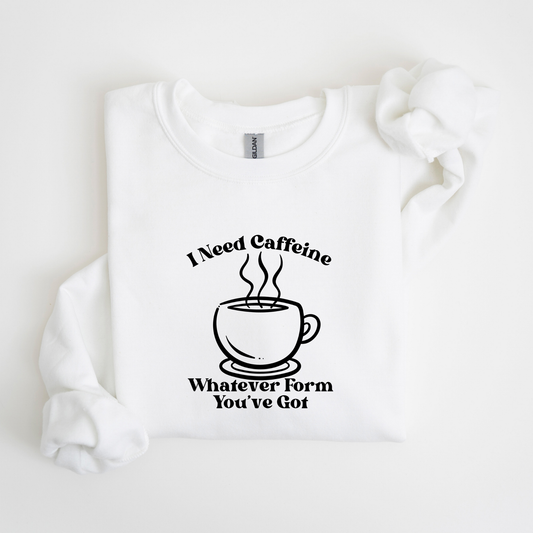I Need Caffeine Crewneck Sweatshirt-Gilmore Girls Coffee Lovers