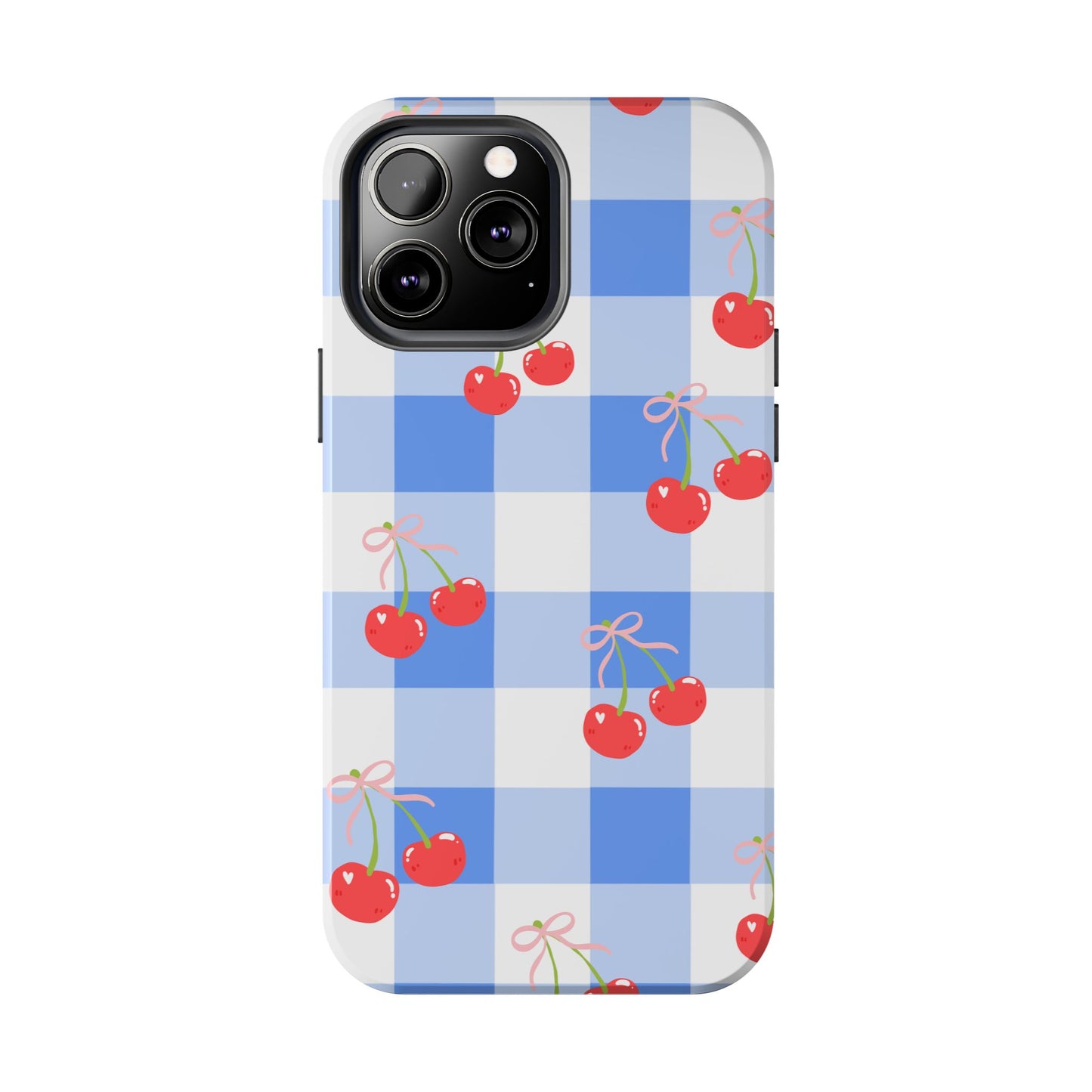 Blue Checkered Cherry Phone Case