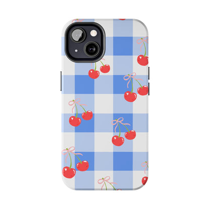 Blue Checkered Cherry Phone Case