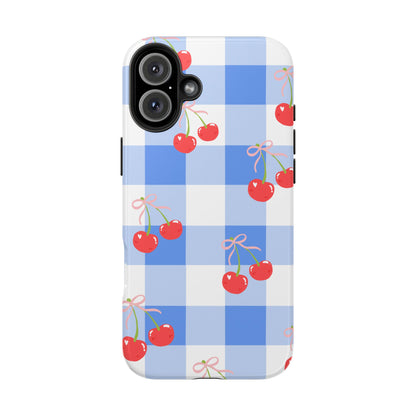 Blue Checkered Cherry Phone Case