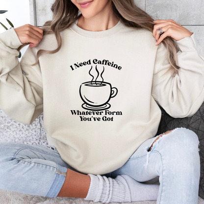 I Need Caffeine Crewneck Sweatshirt-Gilmore Girls Coffee Lovers