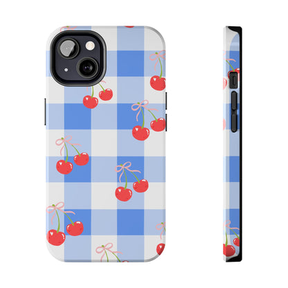 Blue Checkered Cherry Phone Case