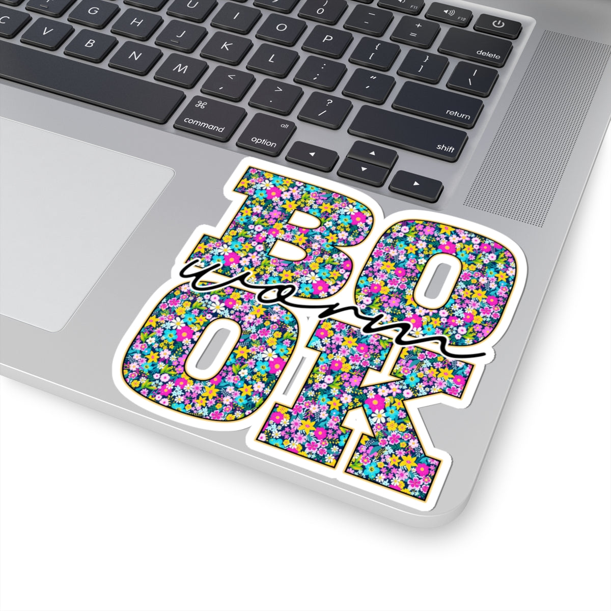 Floral Book Worm Sticker