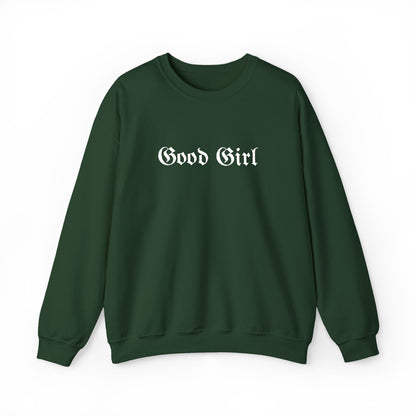Good Girl Embroidered Crewneck Sweatshirt-White Font
