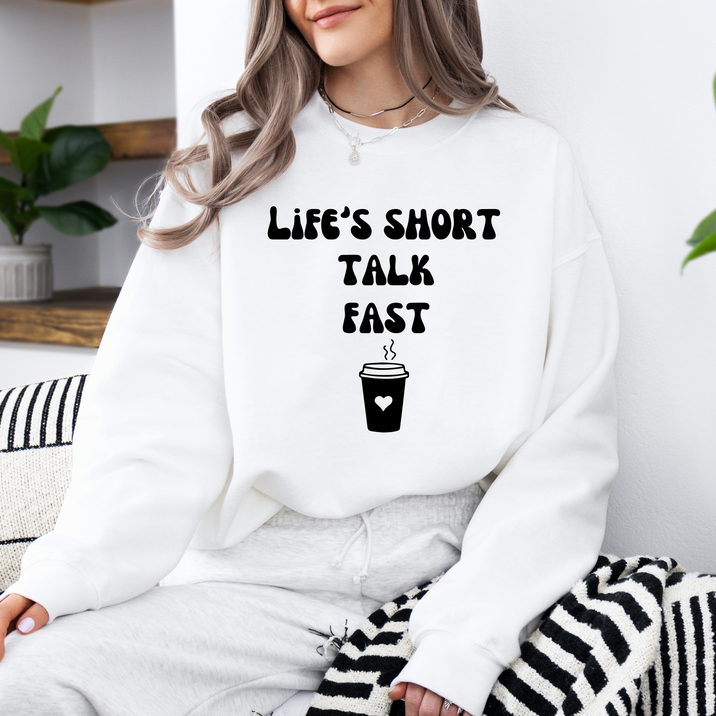 Life's Short Talk Fast Crewneck Sweatshirt-Gilmore Girls Coffee Apparel