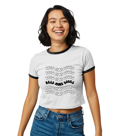 Read More Books Retro Ringer Tee-Black