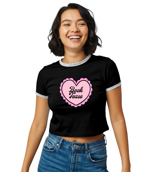 Book Tease Ringer Tee-Vintage Cropped Top