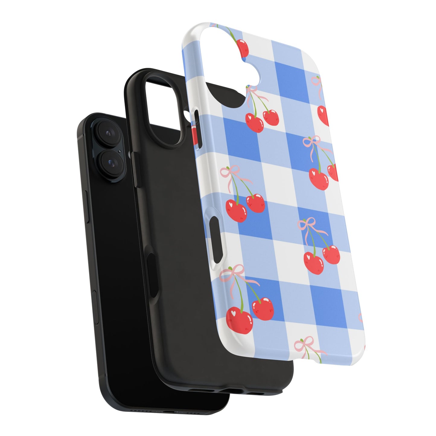 Blue Checkered Cherry Phone Case