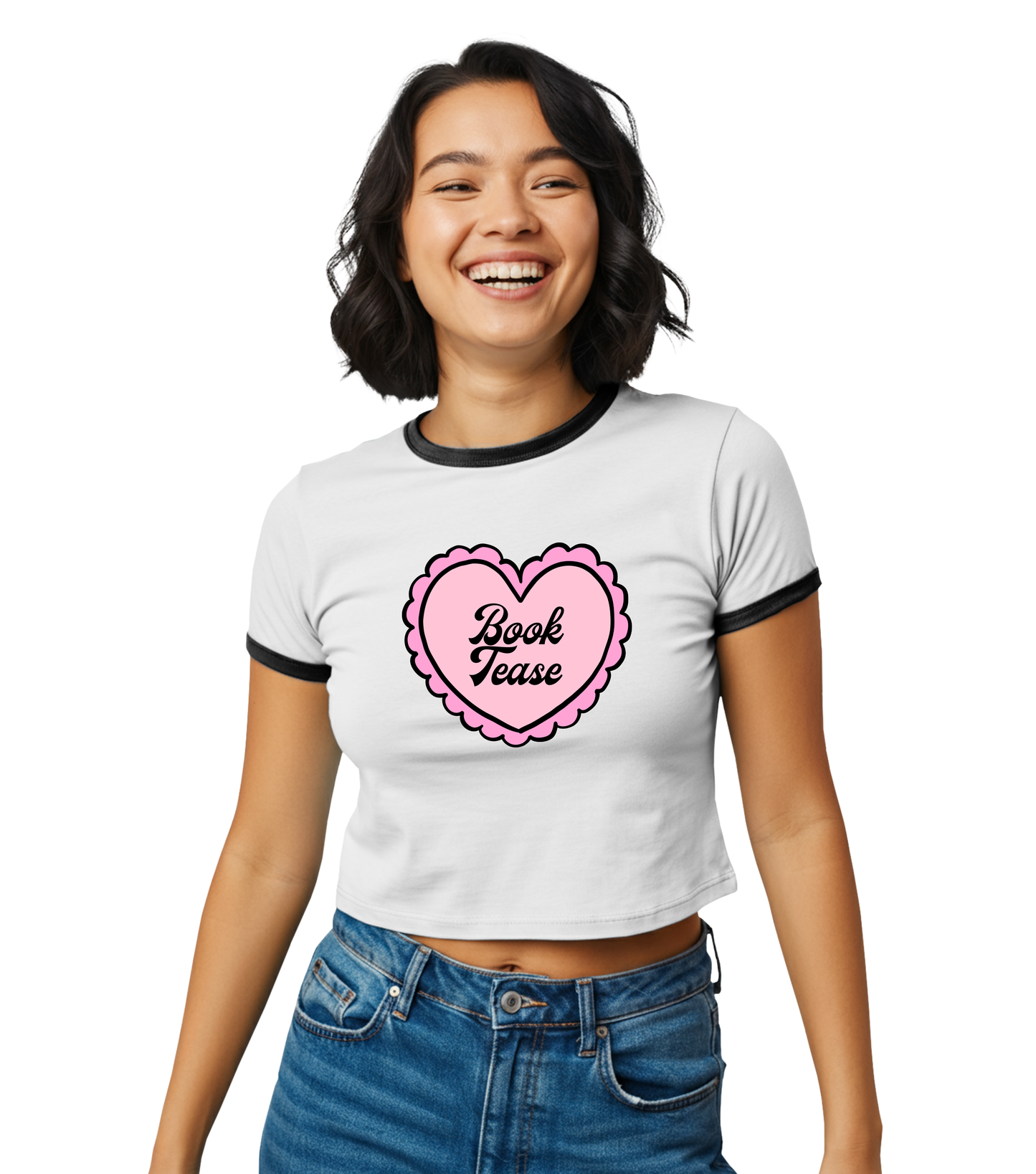 Book Tease Ringer Tee-Vintage Cropped Top
