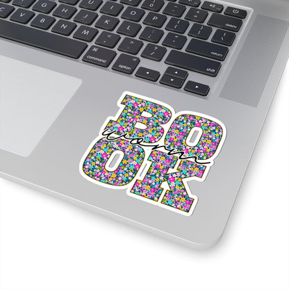 Floral Book Worm Sticker