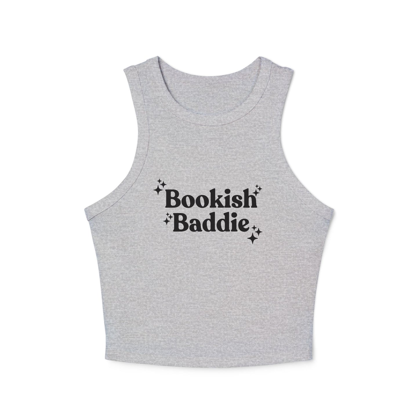 Bookish Baddie Rib Racer Tank Top-Black Font