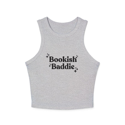 Bookish Baddie Rib Racer Tank Top-Black Font