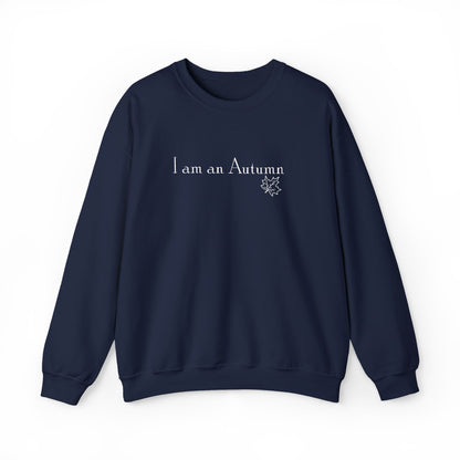 I Am an Autumn Embroidered Crewneck Sweatshirt White🍂