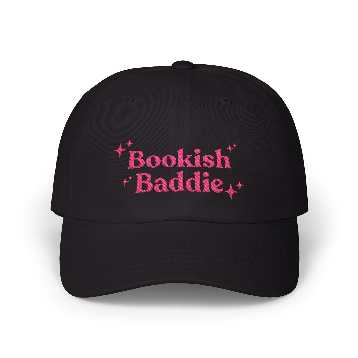 Bookish Baddie Embroidered Baseball Cap-Pink
