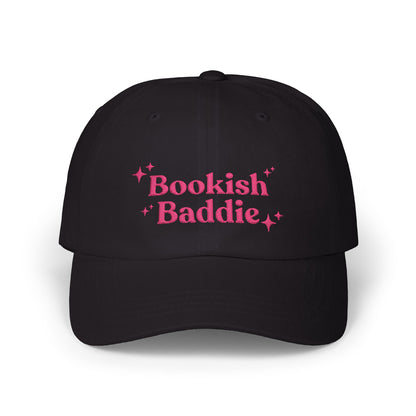 Bookish Baddie Embroidered Baseball Cap-Pink