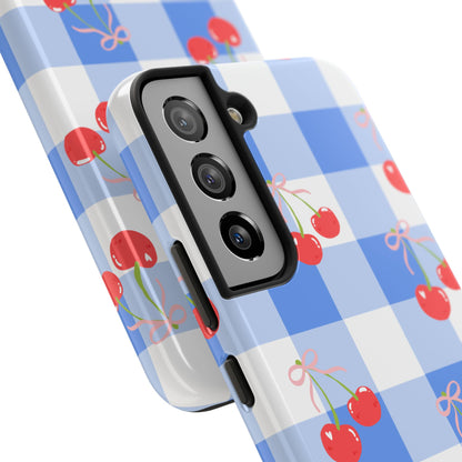 Blue Checkered Cherry Phone Case