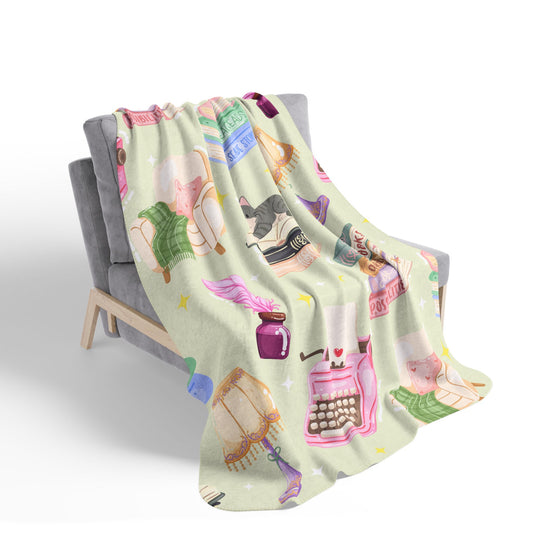 Cozy Reader Sherpa Fleece Blanket-Green
