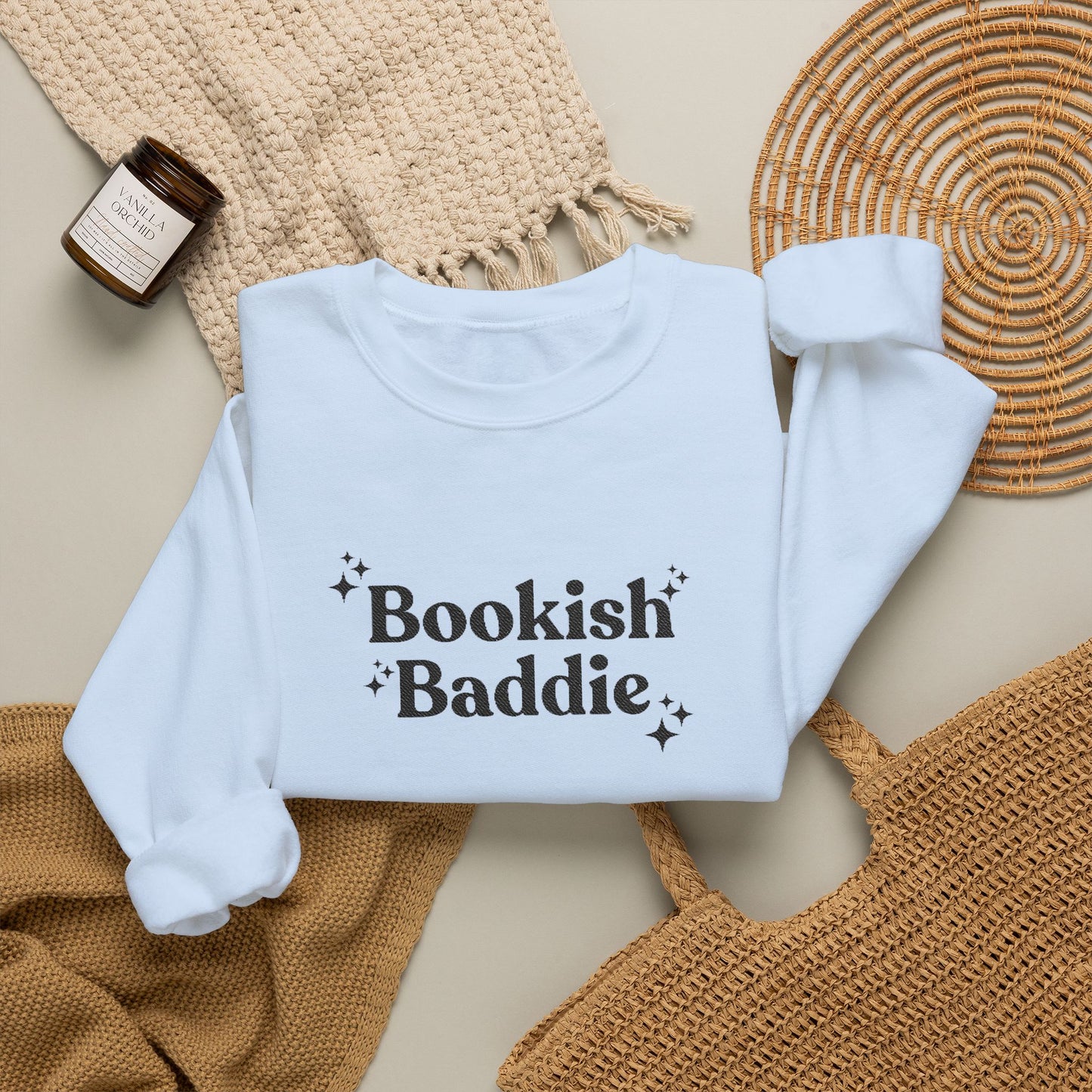 Bookish Baddie Embroidered Crewneck Sweatshirt