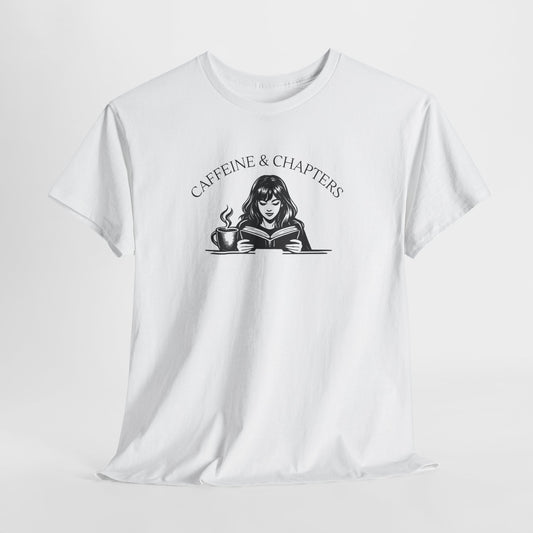 Caffeine & Chapters Tee — Coffee Lover Bookworm T‑Shirt