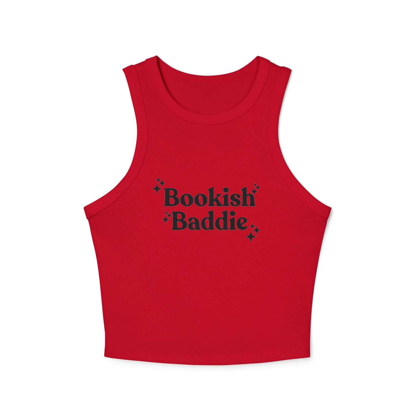 Bookish Baddie Rib Racer Tank Top-Black Font