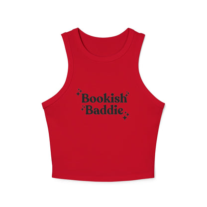 Bookish Baddie Rib Racer Tank Top-Black Font