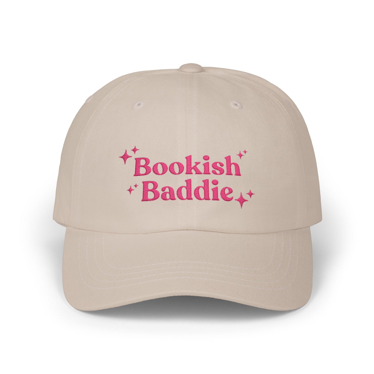 Bookish Baddie Embroidered Baseball Cap-Pink