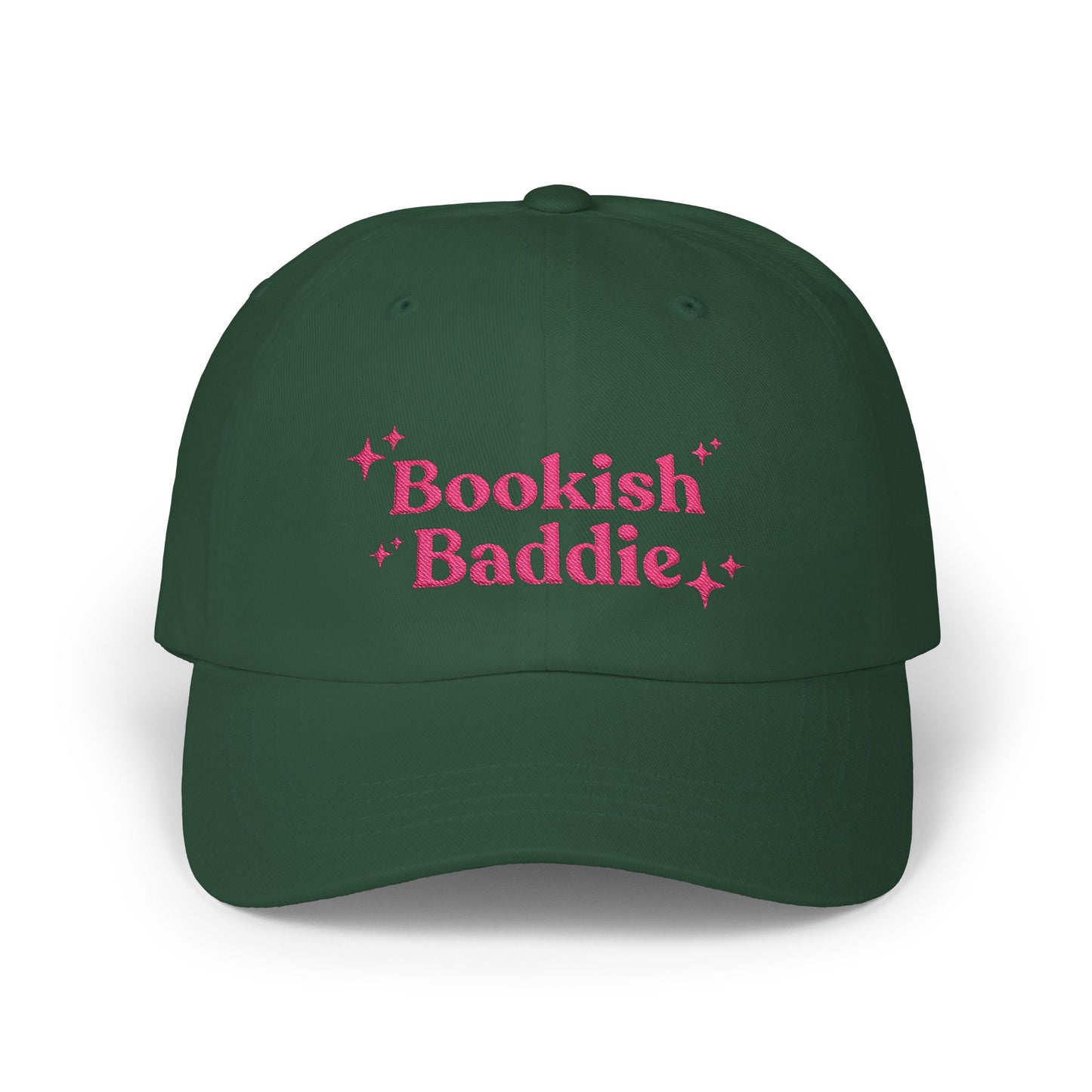 Bookish Baddie Embroidered Baseball Cap-Pink