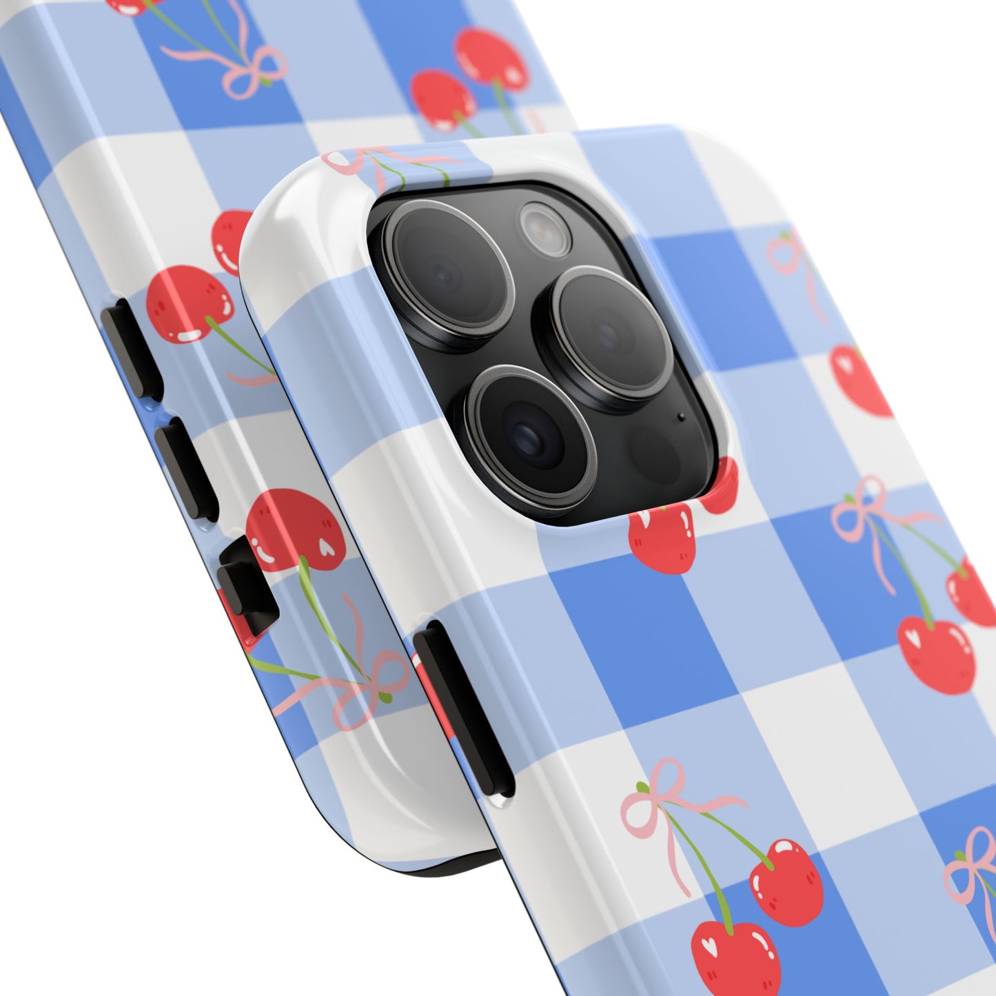 Blue Checkered Cherry Phone Case