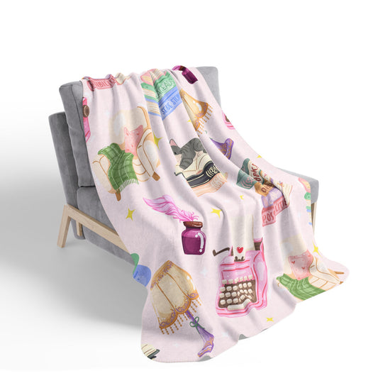 Cozy Reader Sherpa Fleece Blanket-Pink