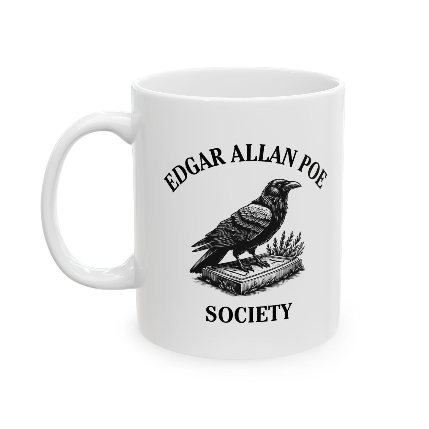 Edgar Allan Poe Raven Ceramic Mug —Raven Reader Mug – Books + Sips Collection