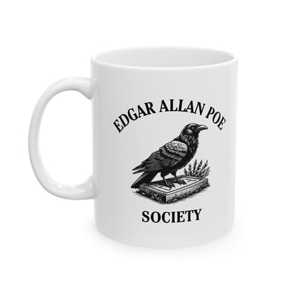 Edgar Allan Poe Raven Ceramic Mug —Raven Reader Mug – Books + Sips Collection