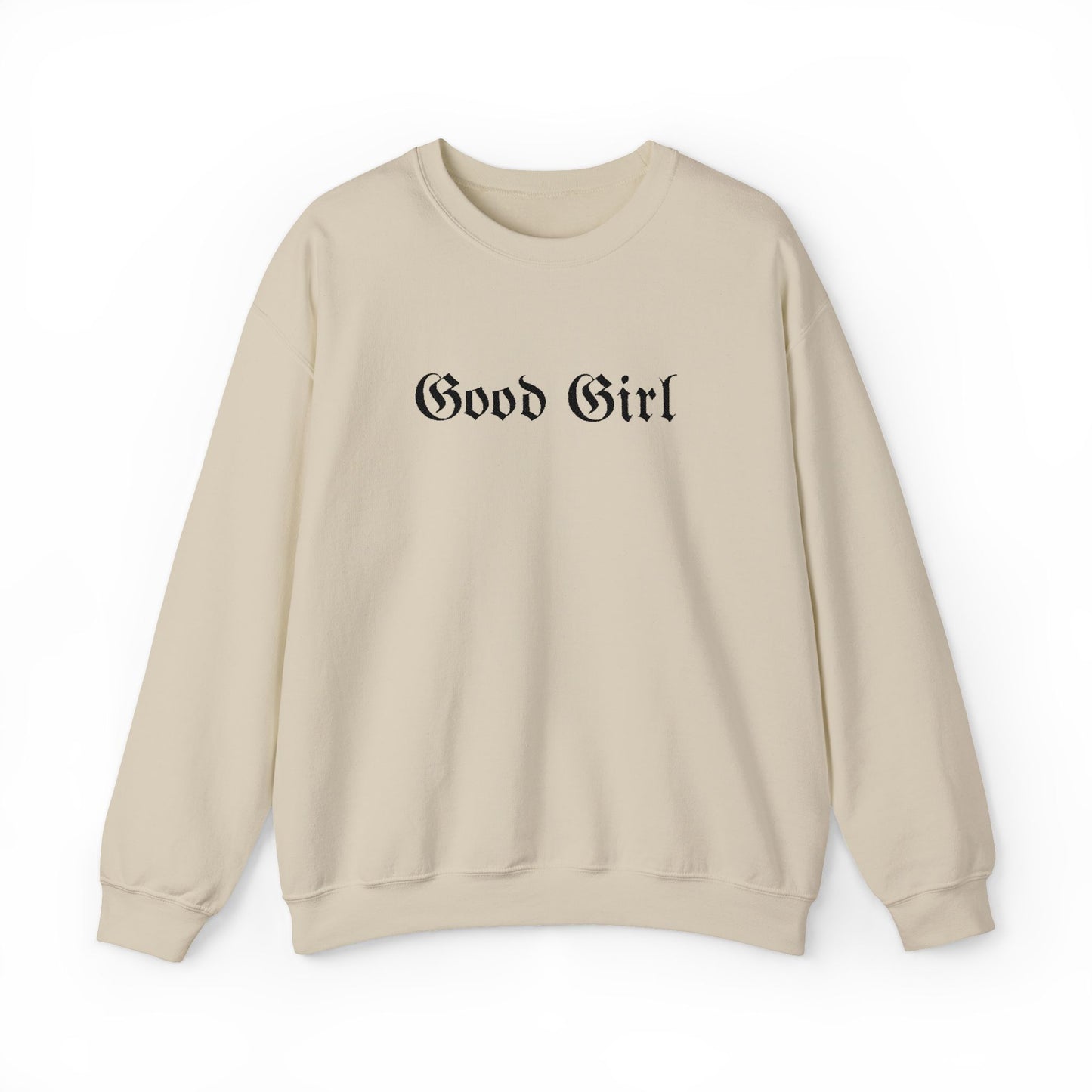 Good Girl Embroidered Crewneck Sweatshirt-Black Font
