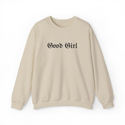 Good Girl Embroidered Crewneck Sweatshirt-Black Font