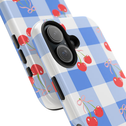 Blue Checkered Cherry Phone Case