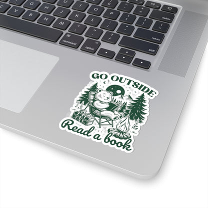 Go Outside, Read a Book Bear Sticker