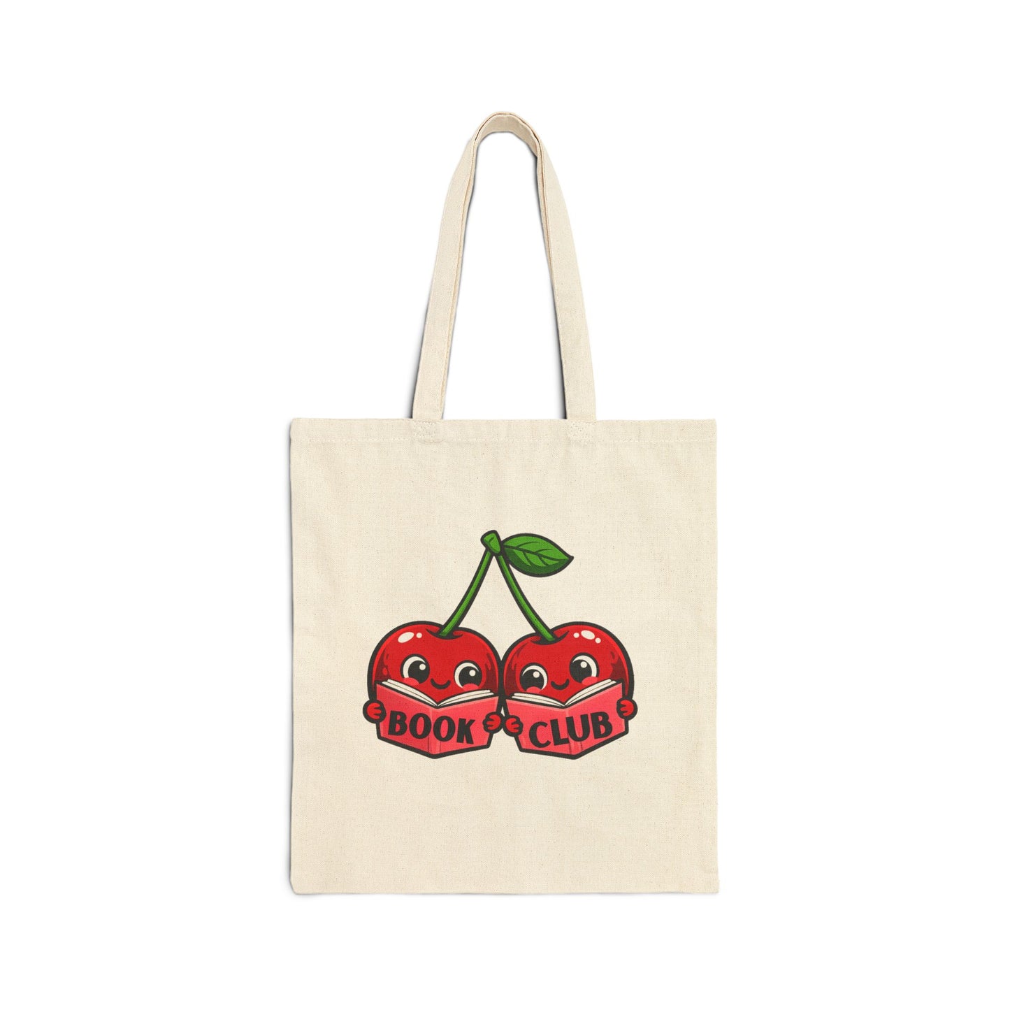 Cute Cherry Book Club Canvas Tote Bag