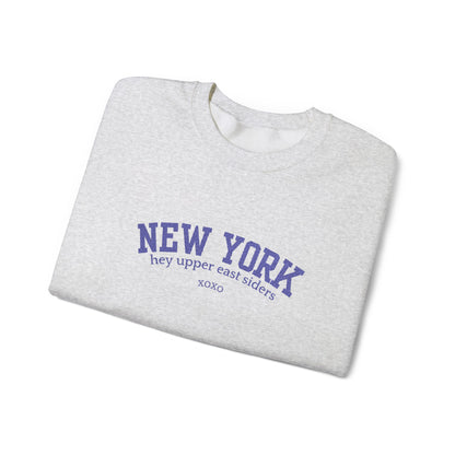 New York Upper East Side Embroidered Crewneck Sweatshirt-Blue Font
