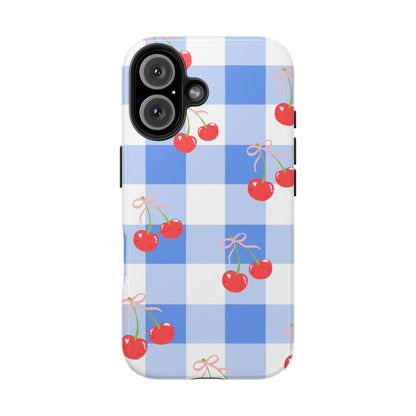 Blue Checkered Cherry Phone Case