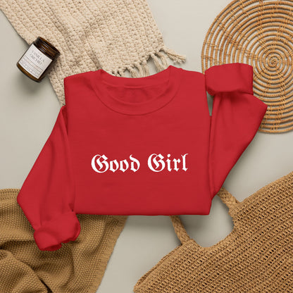 Good Girl Embroidered Crewneck Sweatshirt-White Font