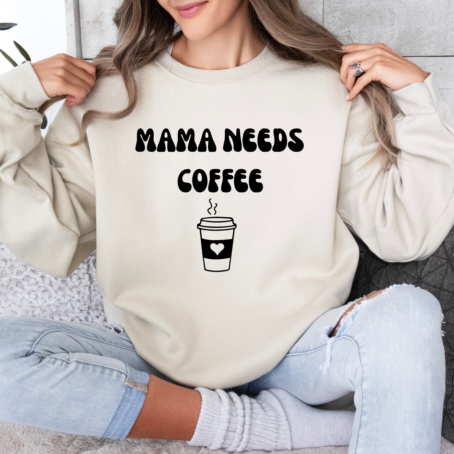 Mama Needs Coffee Crewneck Sweatshirt-Cozy Gilmore Girls Coffee Apparel