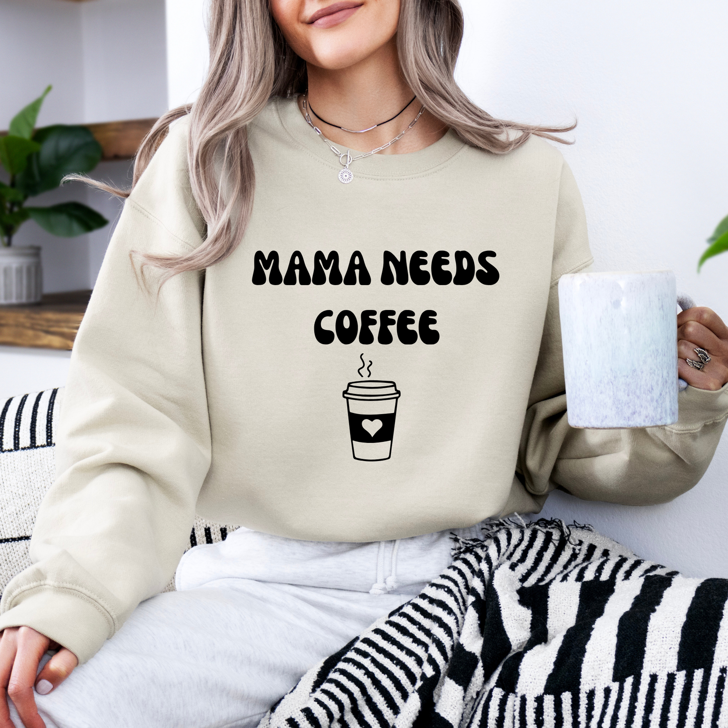 Mama Needs Coffee Crewneck Sweatshirt-Cozy Gilmore Girls Coffee Apparel